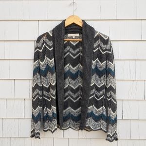 Italian Alpaca Wool Blend Zigzag Stripe Cardigan